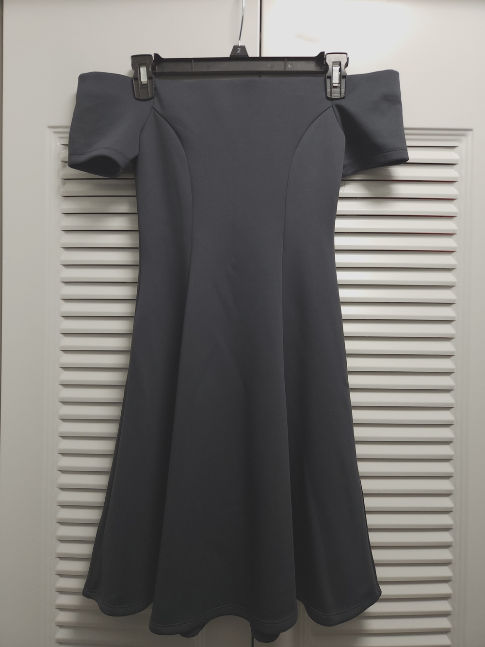 Forever 21 Charcoal Gray Off Shoulder Fit & Flare Dress Size S